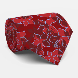 Hanalei Hawaiian Hibiscus Floral Two-sided Printed Tie