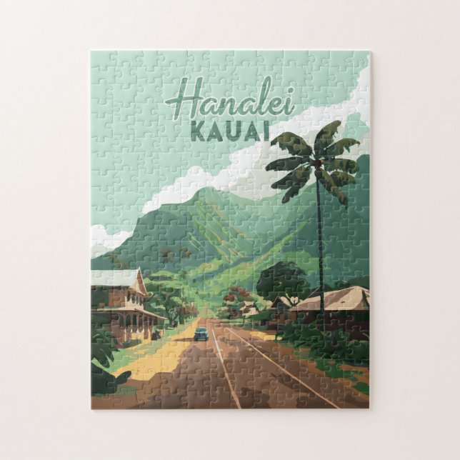Hanalei Kauai Hawaii Bay Mountains Green Jigsaw Puzzle (Vertical)