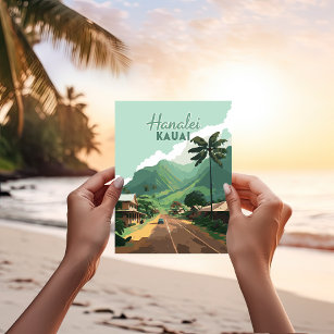 Hanalei Kauai Hawaii Bay Mountains Green Postcard