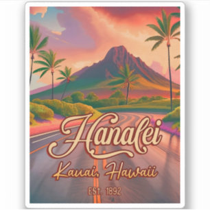 Hanalei Kauai Hawaii Retro Volcano Road 1950s