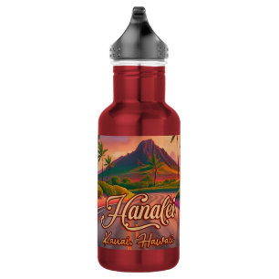 Hanalei Kauai Hawaii Retro Volcano Road 1950s 532 Ml Water Bottle