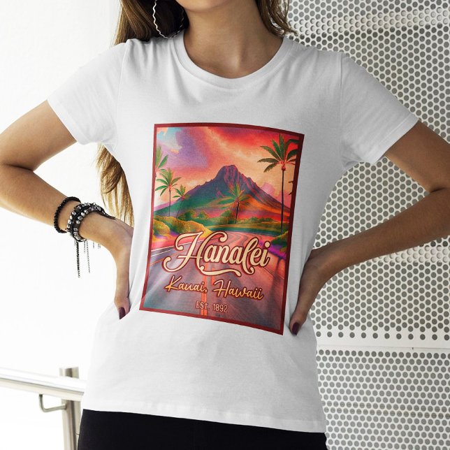 Hanalei Kauai Hawaii Retro Volcano Road 1950s T-Shirt (Creator Uploaded)