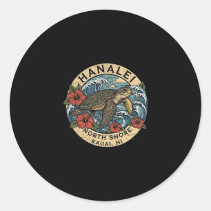 Hanalei Sea Turtle Kauai Hawaii Vacation Hawaiian  Classic Round Sticker