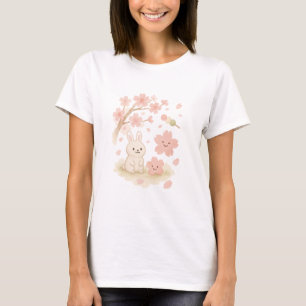 Hanami Bunny Blossom – Cute Watercolor Sakura Art T-Shirt