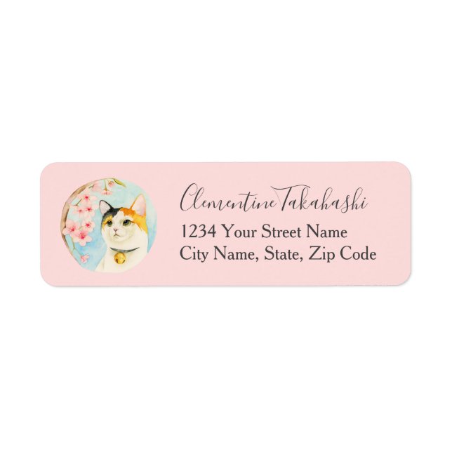 Hanami | Calico Cat and Pretty Flowers | Address (Front)