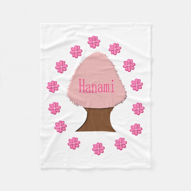 Hanami Japanese Cherry Tree Fleece Blanket (Front)