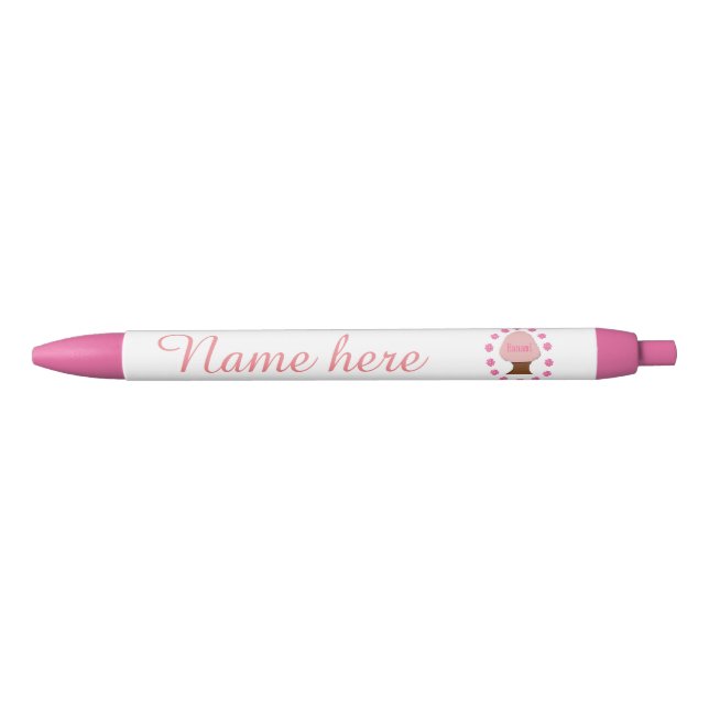 Hanami Japanese Cherry Tree Personlized Blue Ink Pen (Front)