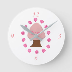 Hanami Japanese Cherry Tree Round Clock