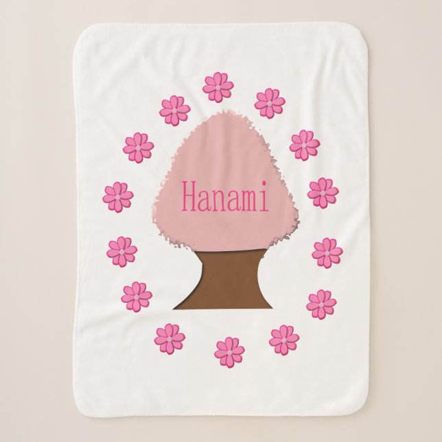 Hanami Japanese Cherry Tree Sherpa Blanket (Front)