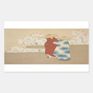 Hanami season Kamisaka Sekka japan painting art ca Rectangular Sticker