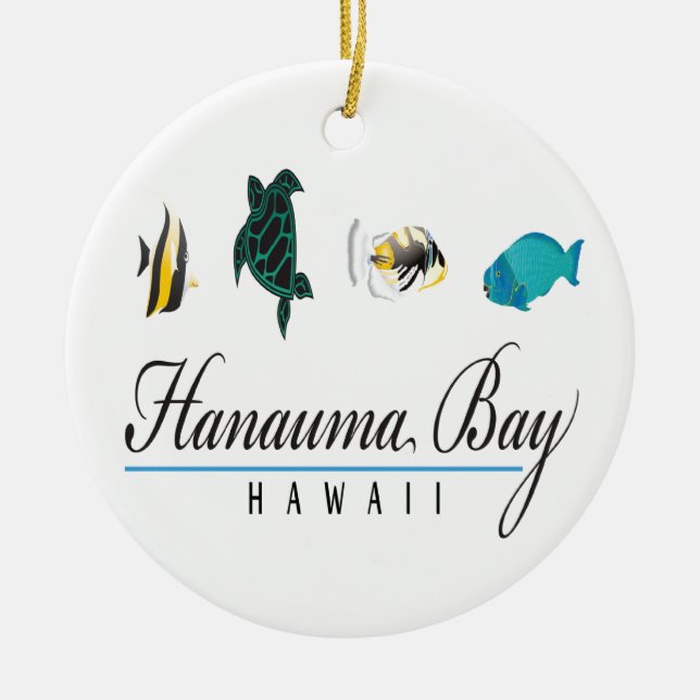 Hanauma Bay Hawaii Marine Life Ceramic Tree Decoration (Front)