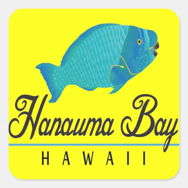 Hanauma Bay Hawaii Parrot Fish Square Sticker (Front)