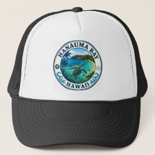 Hanauma Bay Hawaii Retro Travel Logo Trucker Hat