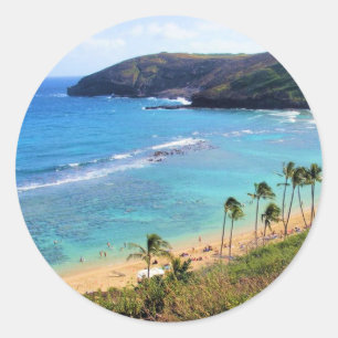 Hanauma Bay, Honolulu, Oahu, Hawaii View Classic Round Sticker