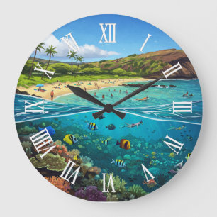 Hanauma Bay Oahu Hawaii Travel Large Clock
