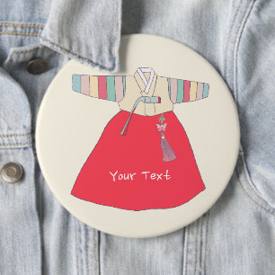Hanbok 한복 Traditional Korean Clothing 6 Cm Round Badge