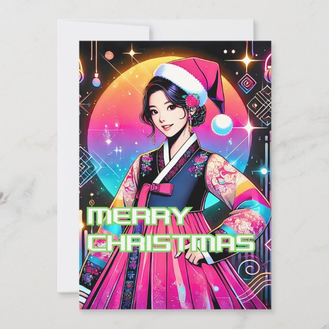 Hanbok women christmas card (Front)