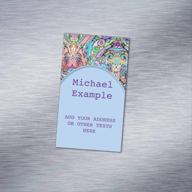 Hand And Digitally Painted Pattern Art 10 Magnetic Business Card (In Situ)
