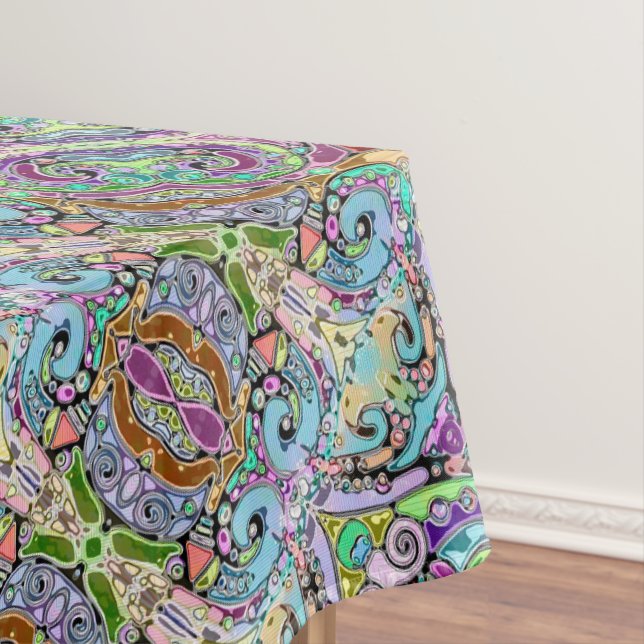 Hand And Digitally Painted Pattern Art 10 Tablecloth (In Situ)