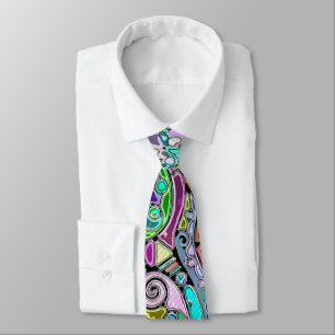 Hand And Digitally Painted Pattern Art 10 Tie
