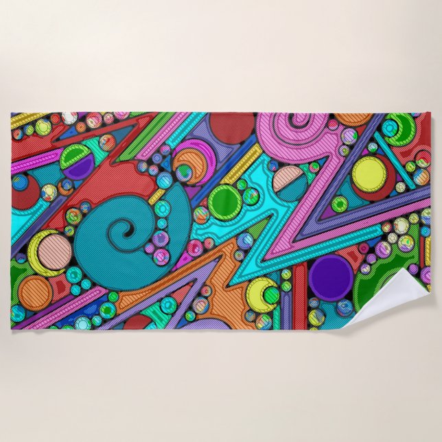 Hand And Digitally Painted Pattern Art 12 Beach Towel (Front)