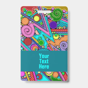 Hand And Digitally Painted Pattern Art 12 ID Badge