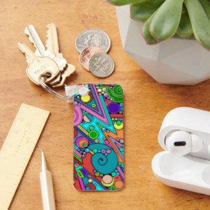 Hand And Digitally Painted Pattern Art 12 Key Ring