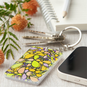 Hand And Digitally Painted Pattern Art 13 Key Ring