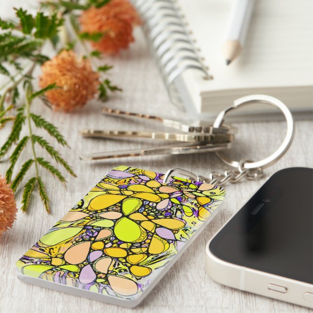 Hand And Digitally Painted Pattern Art 13 Key Ring (Front Right)