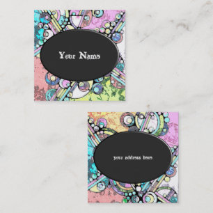 Hand And Digitally Painted Pattern Art 17 Square Business Card