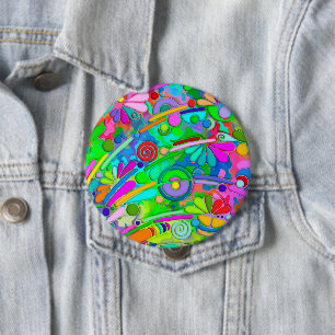 Hand And Digitally Painted Pattern Art 18 10 Cm Round Badge