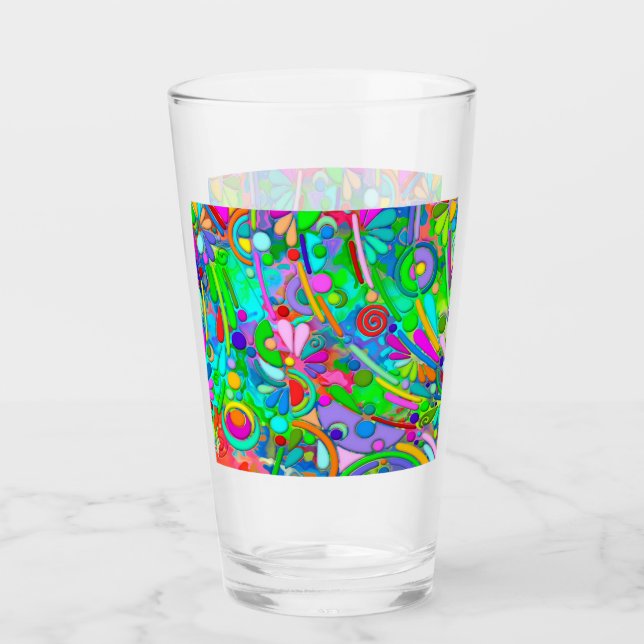 Hand And Digitally Painted Pattern Art 18 Glass (Front)