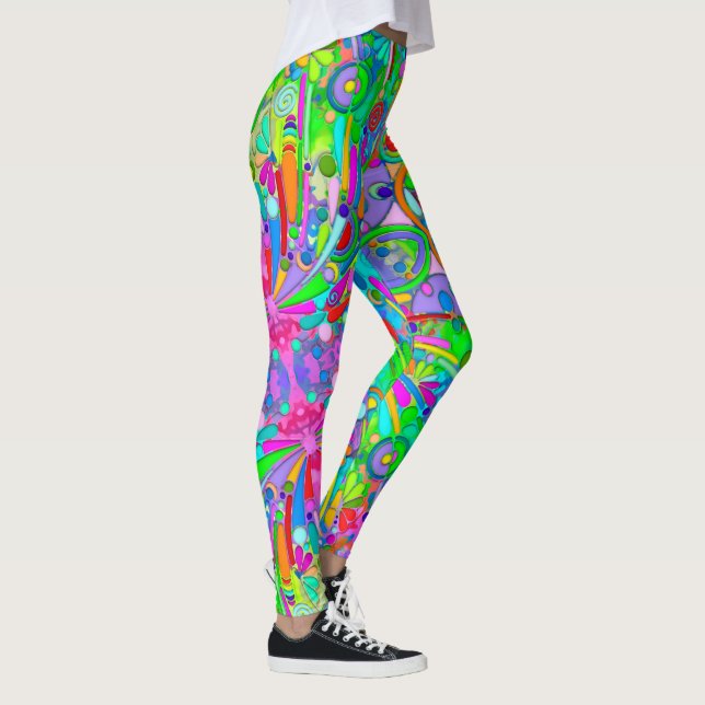 Hand And Digitally Painted Pattern Art 18 Leggings (Right)