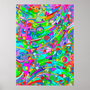 Hand And Digitally Painted Pattern Art 18 Poster