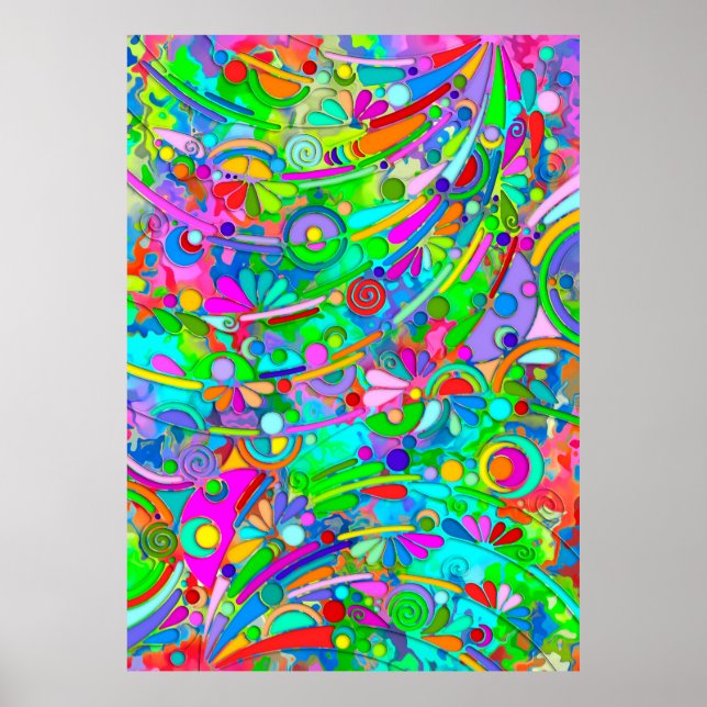 Hand And Digitally Painted Pattern Art 18 Poster (Front)