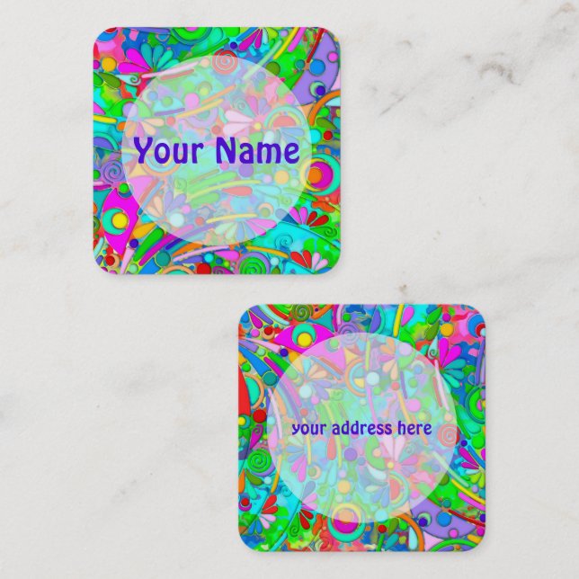 Hand And Digitally Painted Pattern Art 18 Square Business Card (Front/Back)
