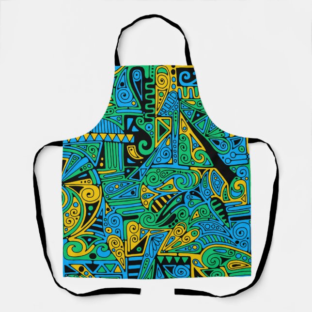 Hand And Digitally Painted Pattern Art 21 Apron (Front)