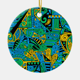 Hand And Digitally Painted Pattern Art 21 Ceramic Tree Decoration