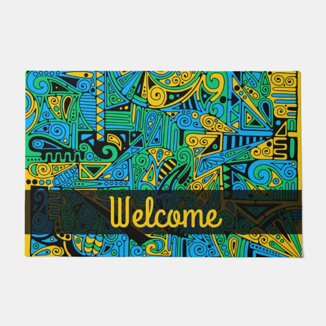Hand And Digitally Painted Pattern Art 21 Doormat (Front)