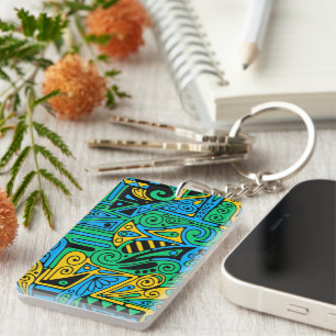 Hand And Digitally Painted Pattern Art 21 Key Ring