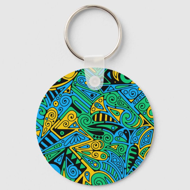Hand And Digitally Painted Pattern Art 21 Key Ring (Front)