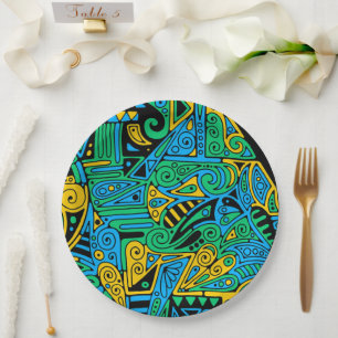 Hand And Digitally Painted Pattern Art 21 Paper Plate
