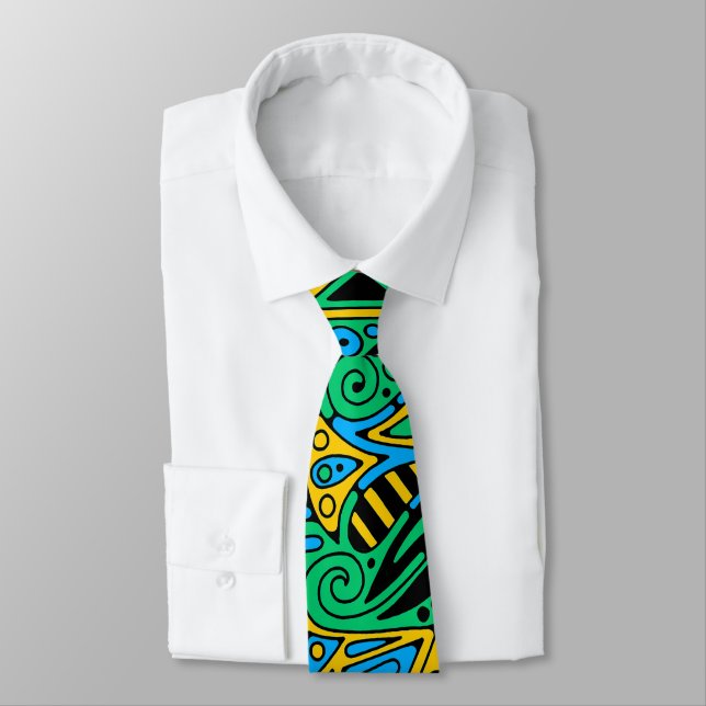 Hand And Digitally Painted Pattern Art 21 Tie (Tied)