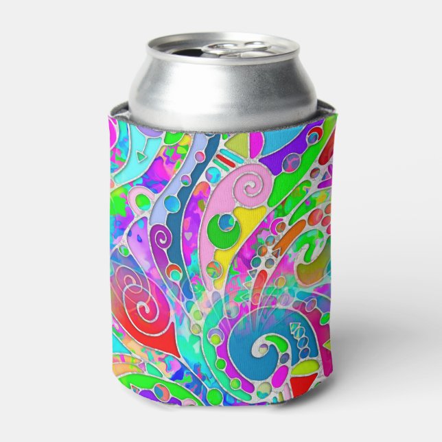 Hand And Digitally Painted Pattern Art 22 Can Cooler (Can Front)