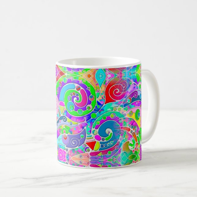 Hand And Digitally Painted Pattern Art 22 Coffee Mug (Front Right)