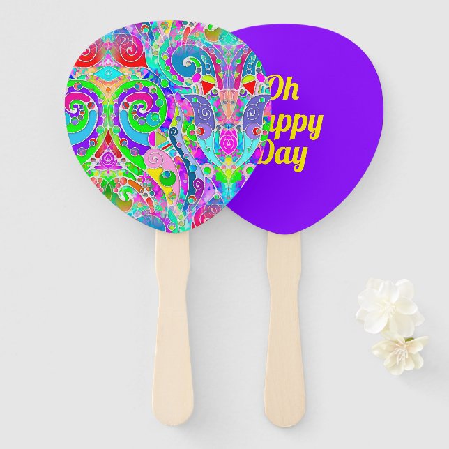 Hand And Digitally Painted Pattern Art 22 Fan (Front and Back)