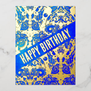 Hand And Digitally Painted Pattern Art 22 Foil Holiday Postcard