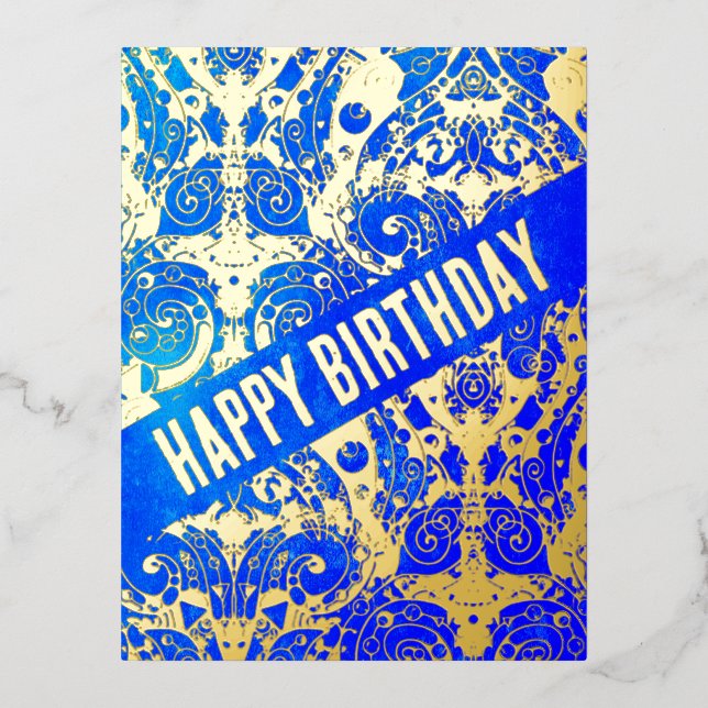 Hand And Digitally Painted Pattern Art 22 Foil Holiday Postcard (Front)