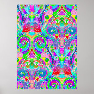 Hand And Digitally Painted Pattern Art 22 Poster