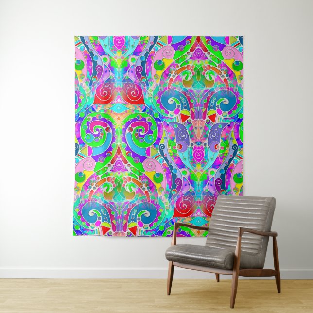 Hand And Digitally Painted Pattern Art 22 Tapestry (In Situ)